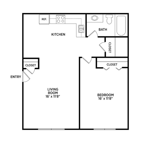 1 bedroom apartment floor plans in East Lansing, MI near Michigan State University | North Pointe